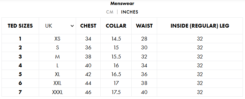 Product size guide