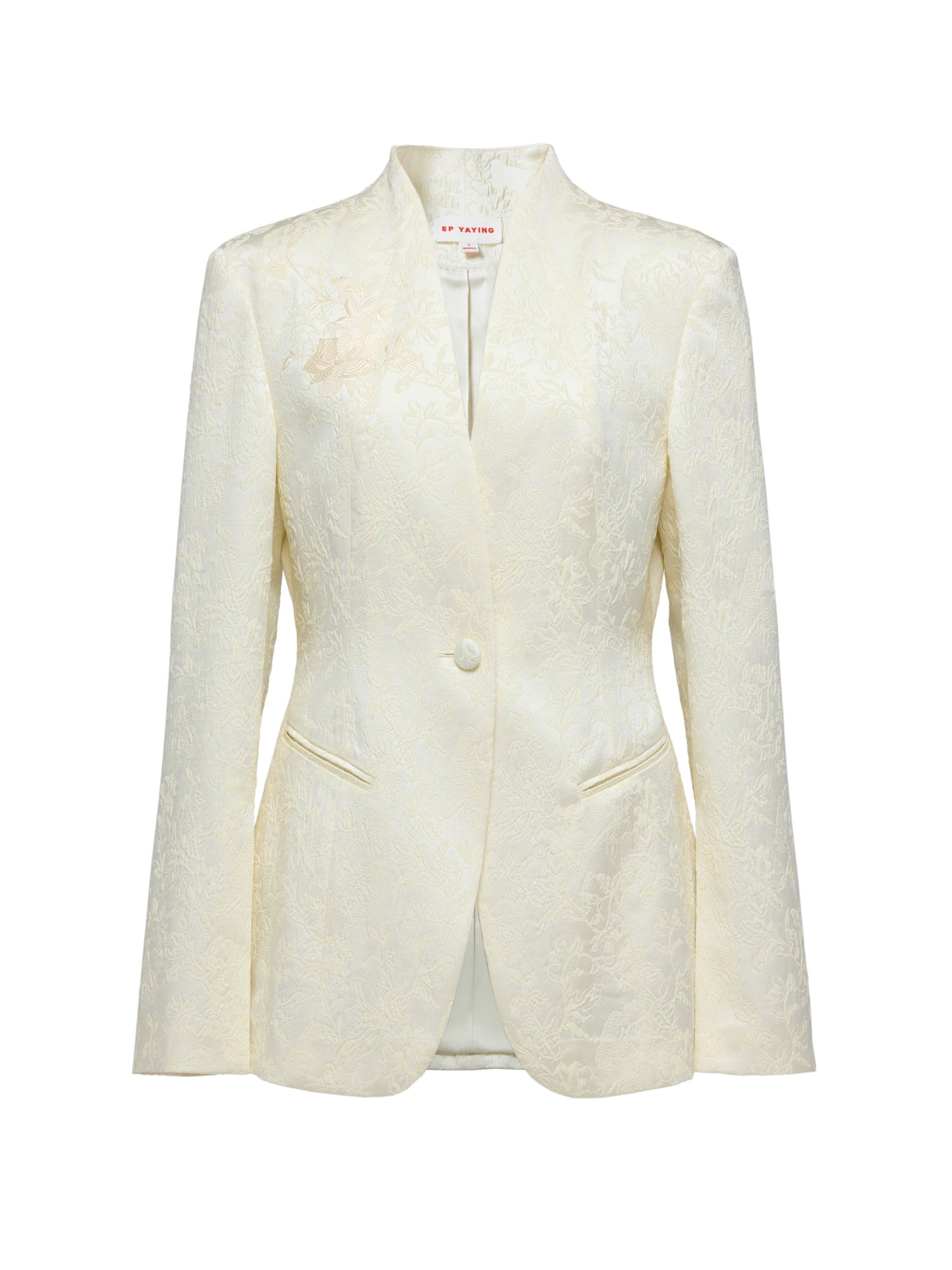 Mulberry Silk Wool Jacquard Blazer Coat | Beige
