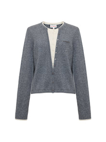 Layered Collar Soft Wool Cashmere Old Money Style Sweater | Grey