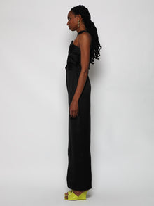 Women | RASARIO | Draped Satin Asymmetric Cut-out Gown With Ring | Black