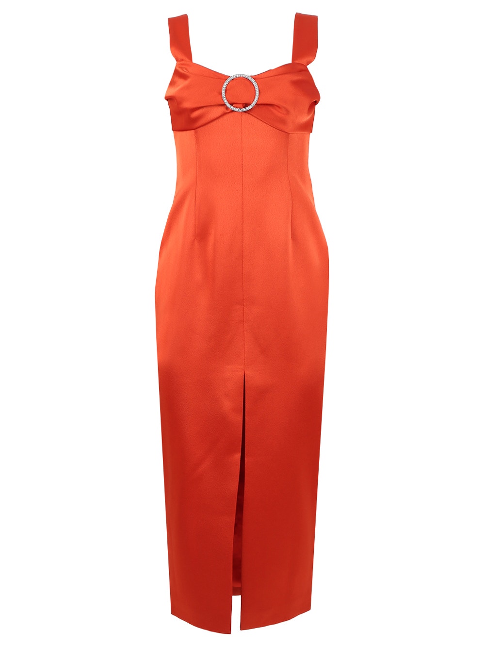 Women | RASARIO | Buckled And Draped Satin Midi Dress | Orange