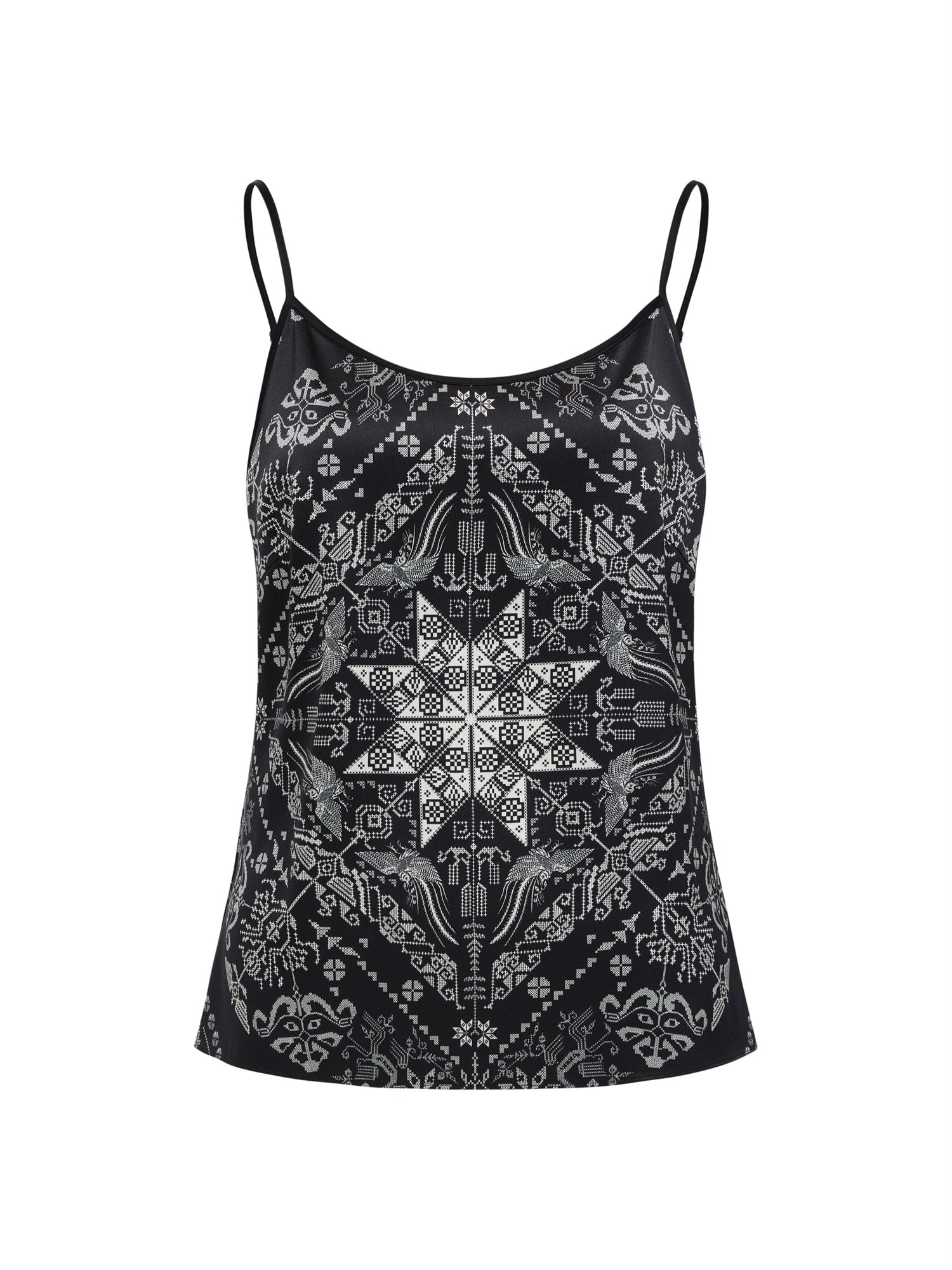 Ethnic Style Silk Camisole | Black