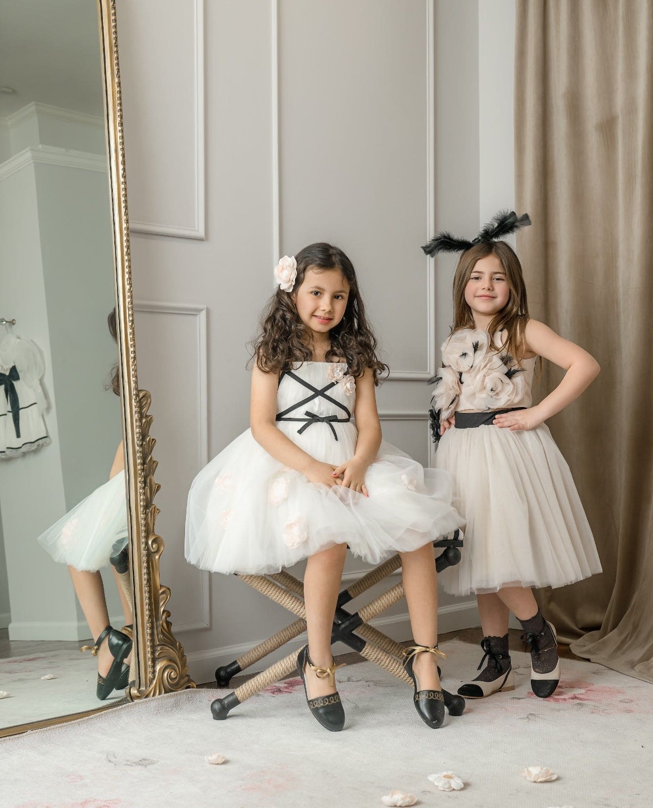Girl | Giselle CrissCross Tulle Dress | Ivory x Black