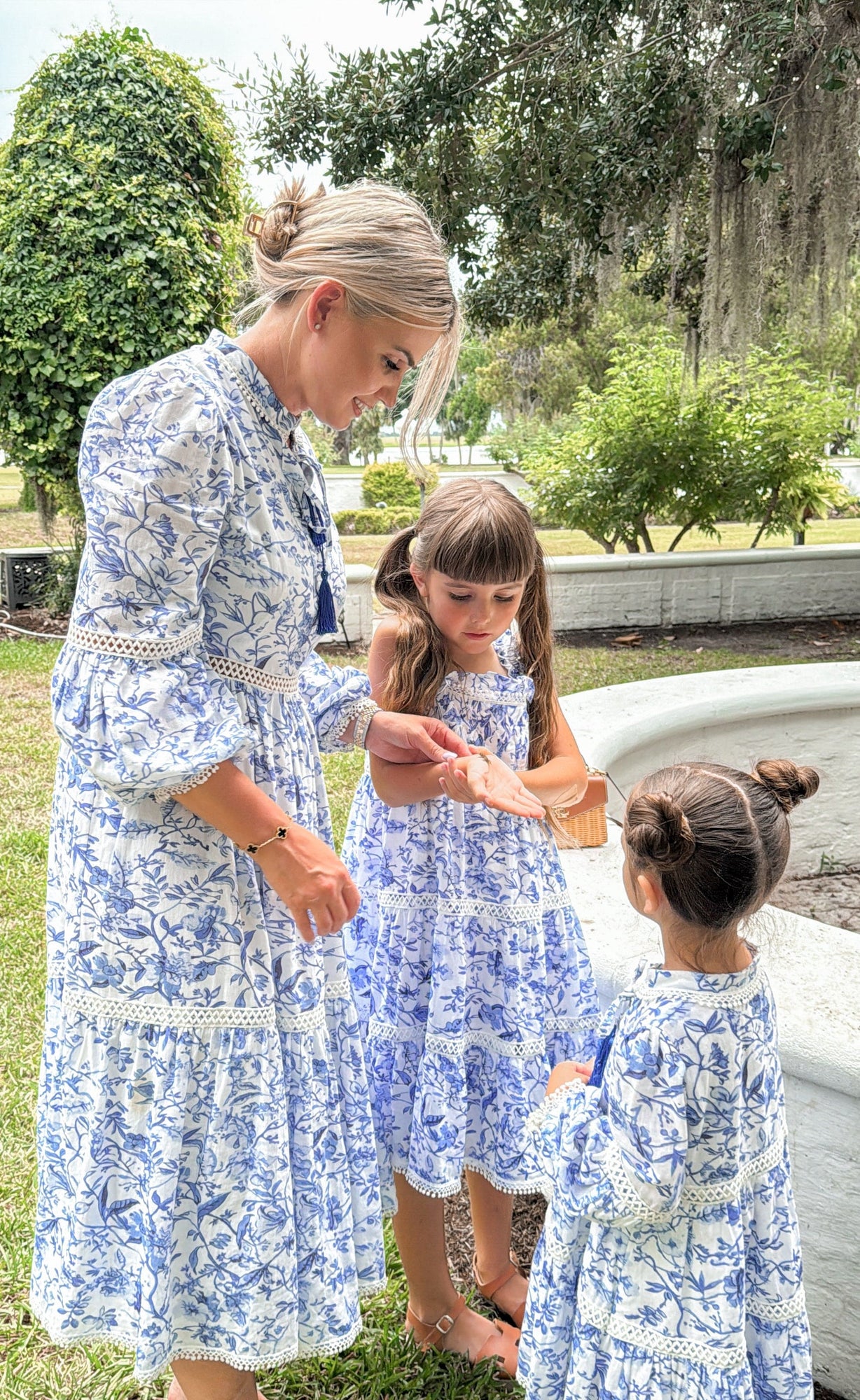 Jaylin Blue and White Linen Mom Dress - Petite Maison Kids