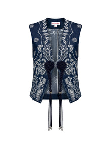 Denim Vest | Navy/White