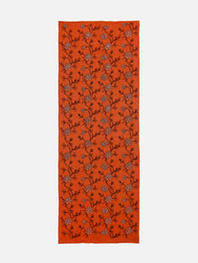India Co-Creation Embroidered Cashmere Scarf Shawl | Vibrant Orange