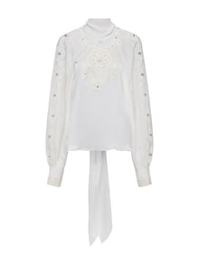 Embellished Silk Blouse | White