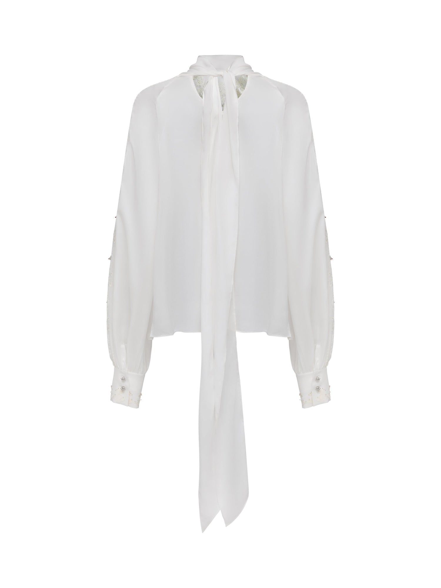 Embellished Silk Blouse | White