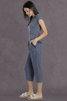 Women | Short Sleeve Crossover Shoulder Baby Tee | Dusk