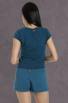 Women | Short Sleeve Crossover Shoulder Baby Tee | River
