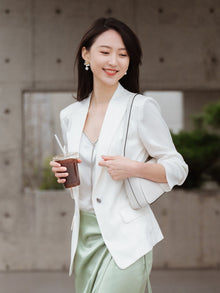Slim Waist Blazer | White