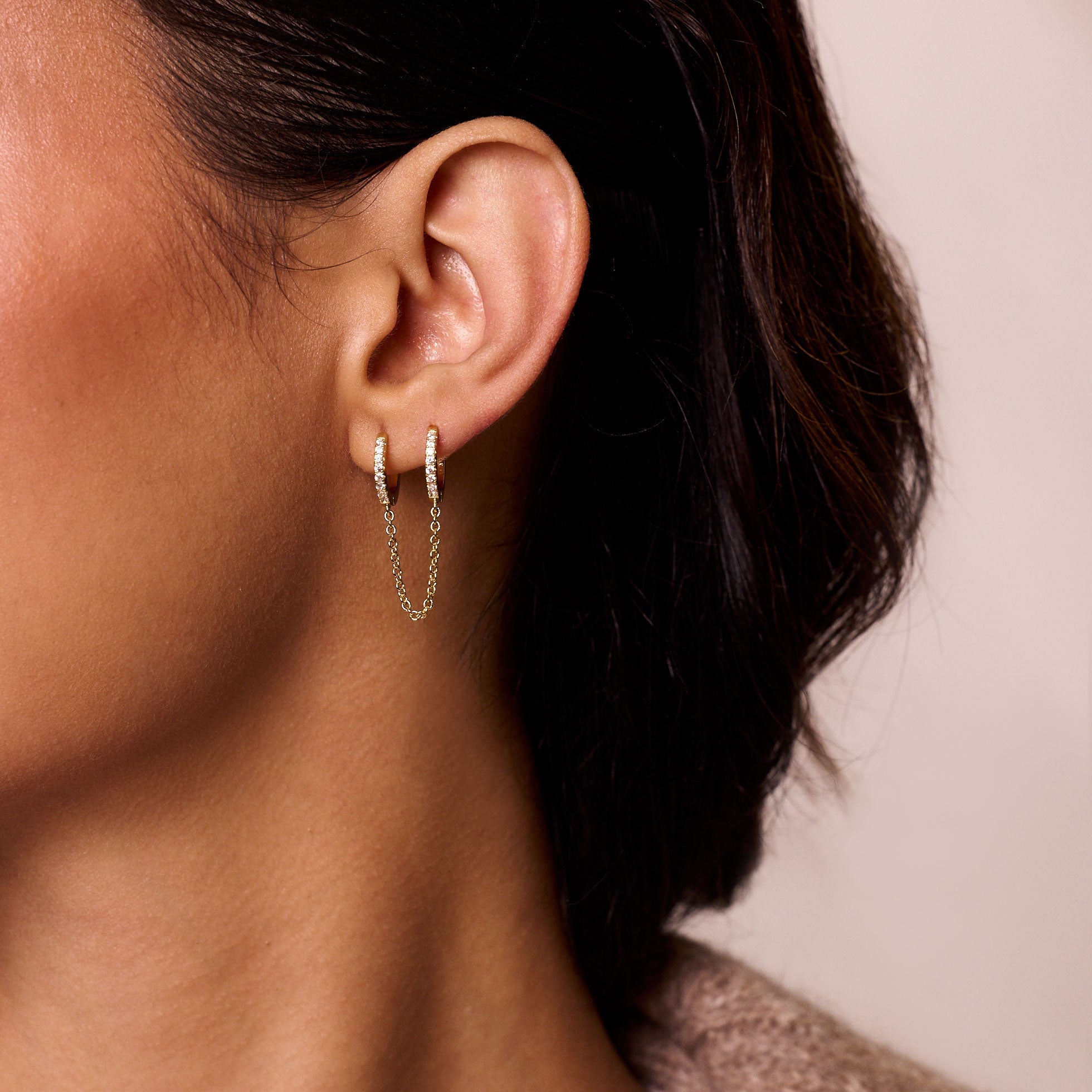 Double Down Earrings | Clear Crystal | 14K Gold Plated
