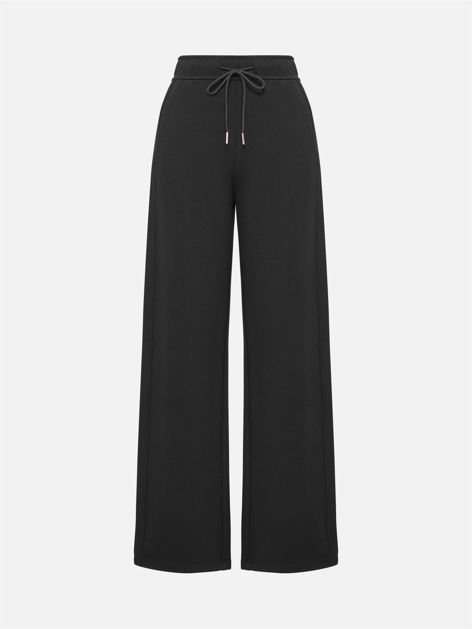 Wool Air Layer Straight-Leg Knit Pants | Black