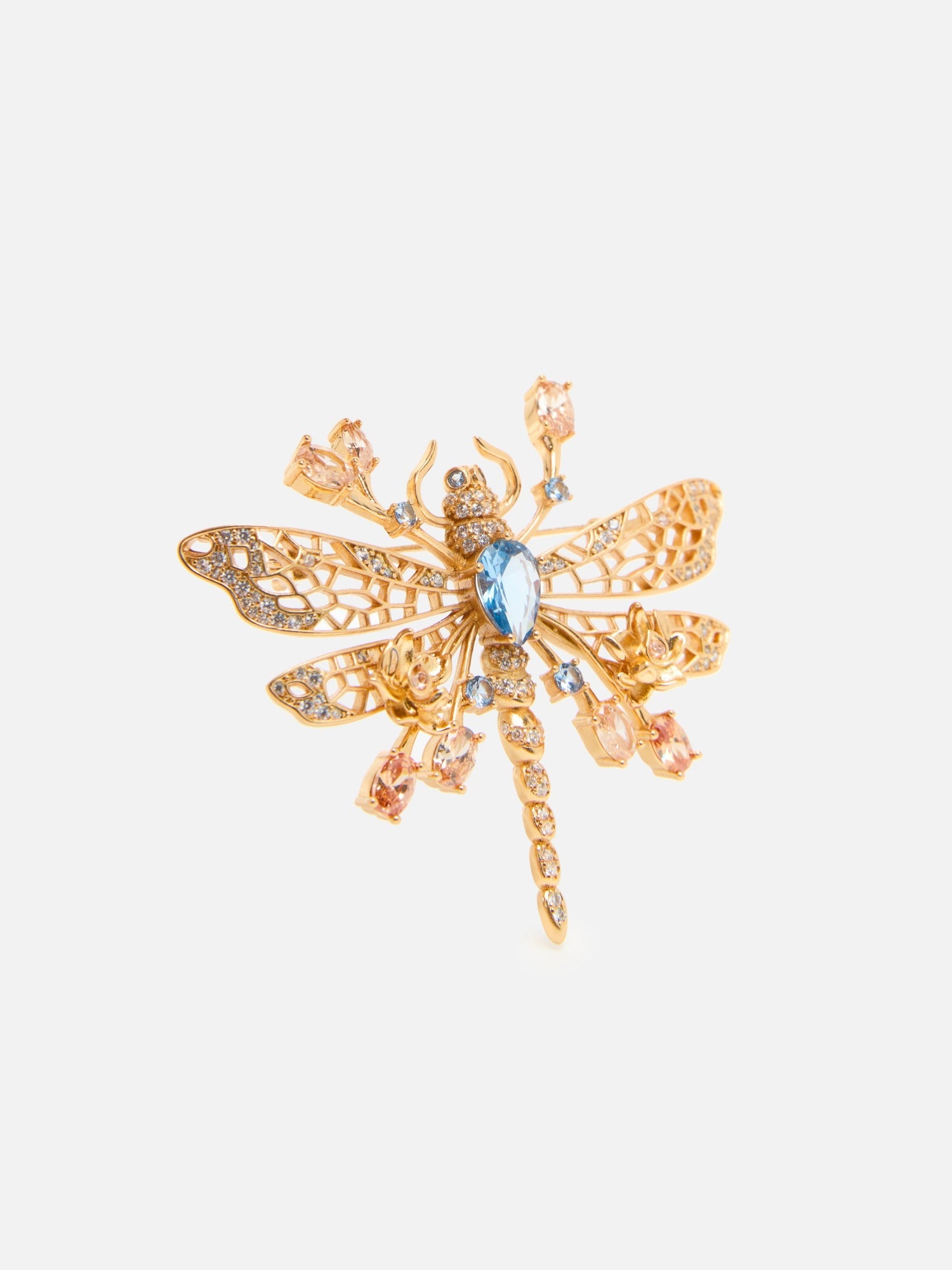 Dragonfly Brooch | Copper/Bluezircon/White Zircon