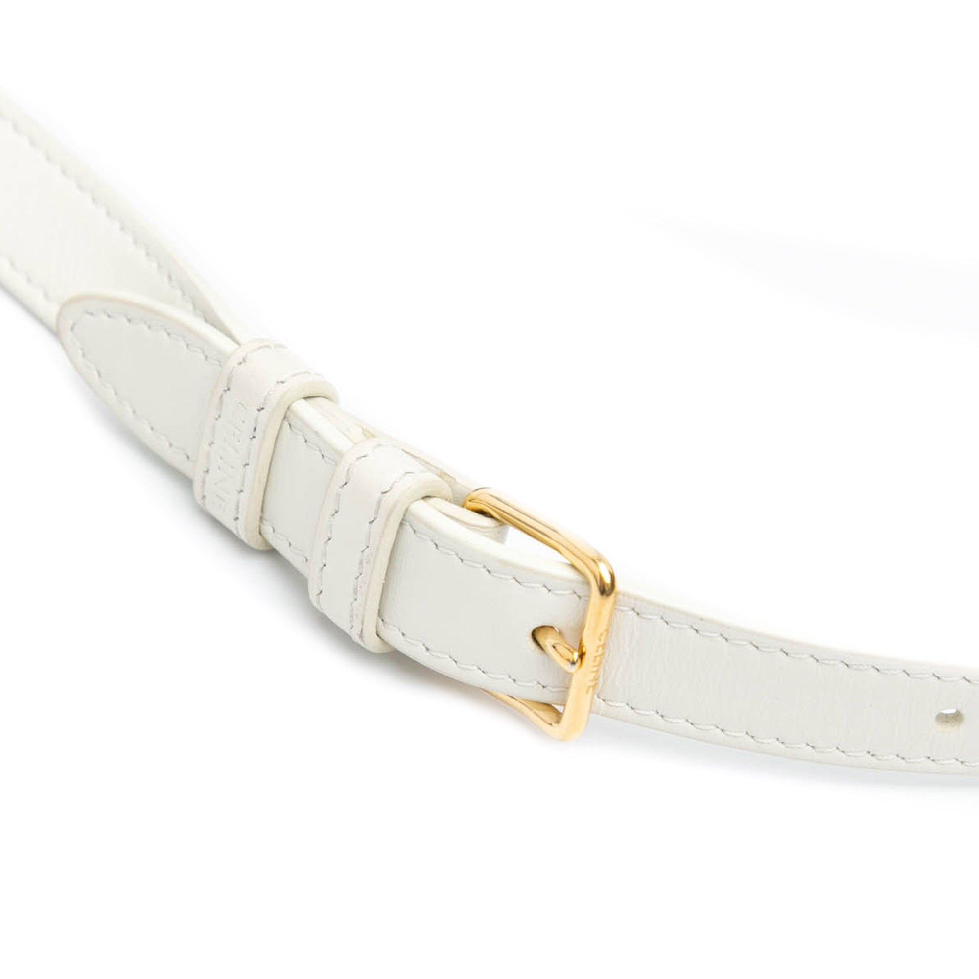 Celine | Pre-Owned Medium Triomphe Coated Canvas Folco Crossbody - II | White/Dark Brown