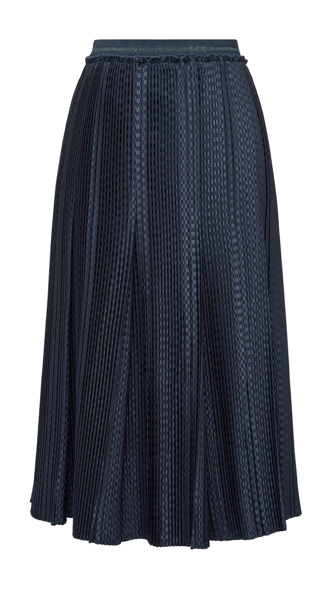 Textured Pleated Midi Skirt | Navy