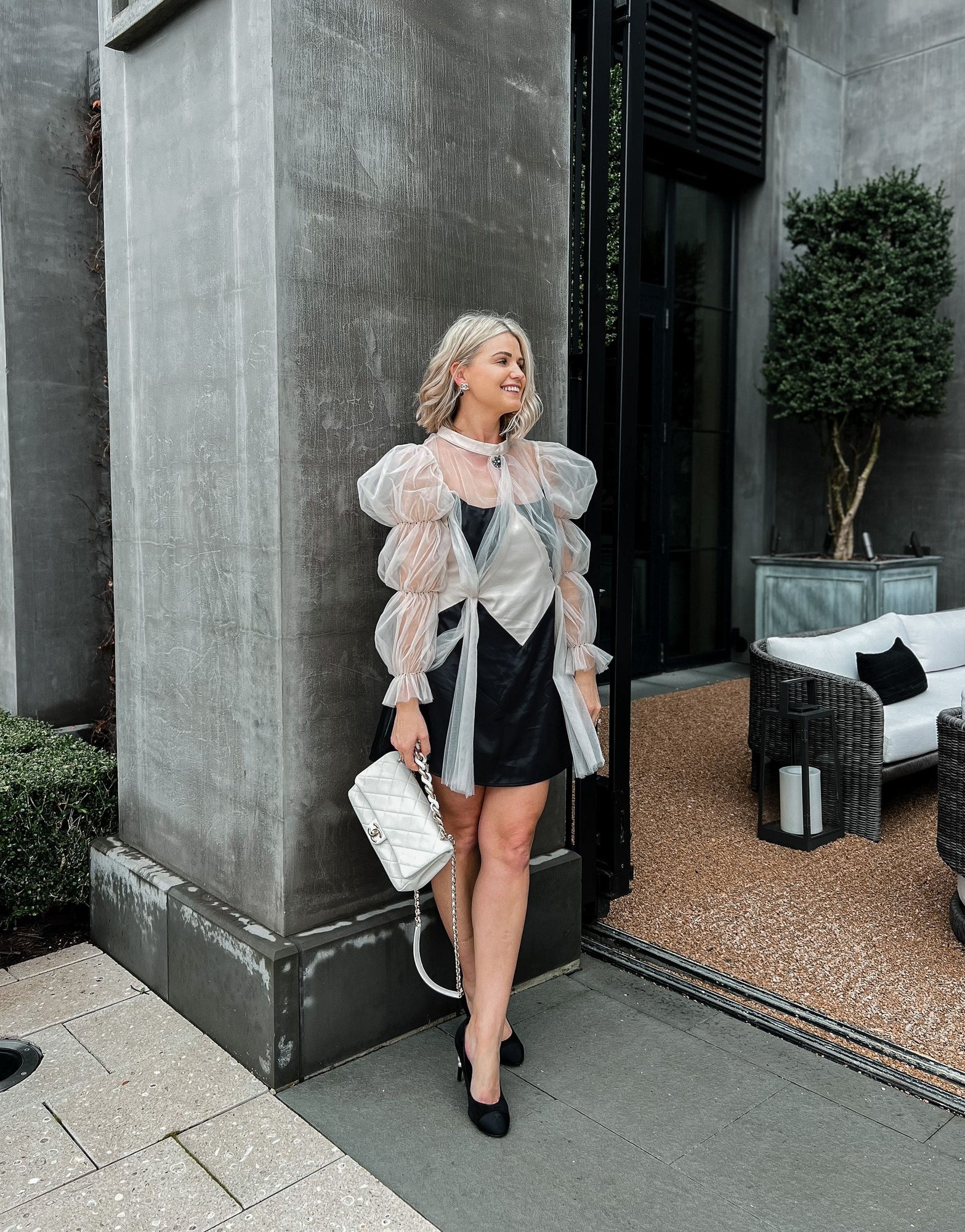 Women | The Paris Mom Dress | Black x Beige