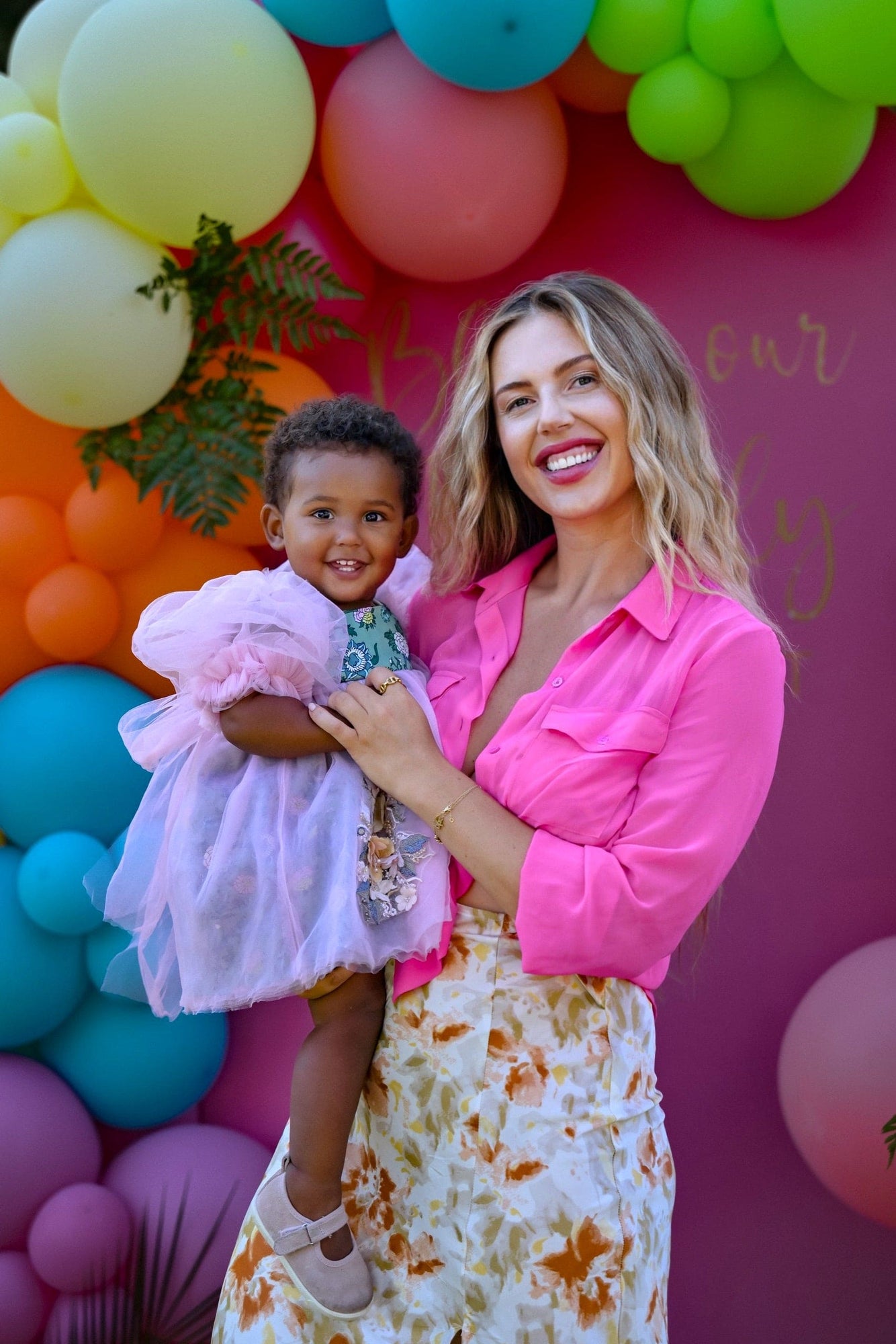 Girl | Eva And Floral Tulle Dress | Pink x Green