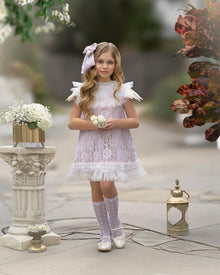 Girl | Dove Lace Overlay Dress | Beige