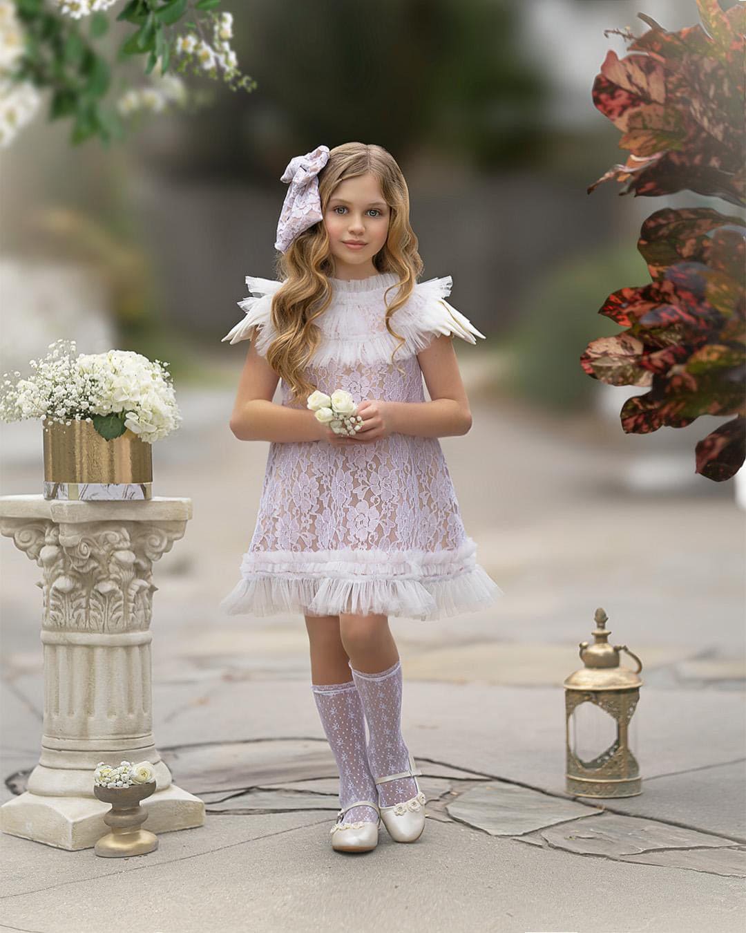 Girl | Dove Lace Overlay Dress | Beige