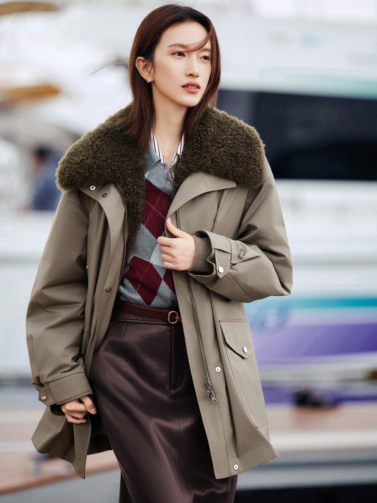 Wool Light Warm Parka | Khaki