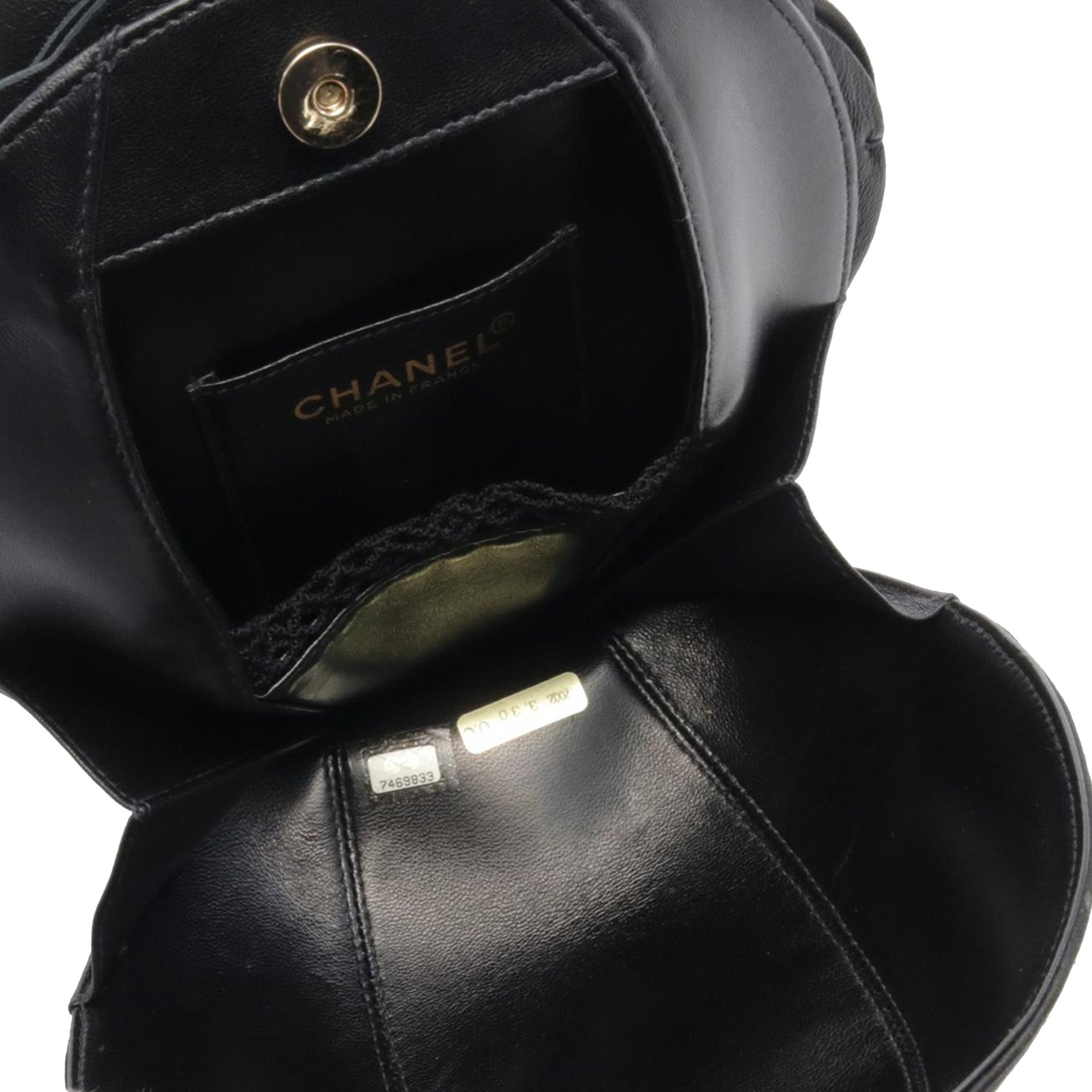 Chanel | Pre-Owned Lambskin and Satin Camellia Flower Evening Bag | Black