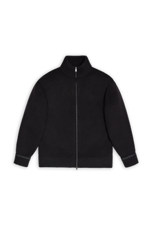 RAINS Sowa Knit Zip Cardigan Black Long Sleeve
