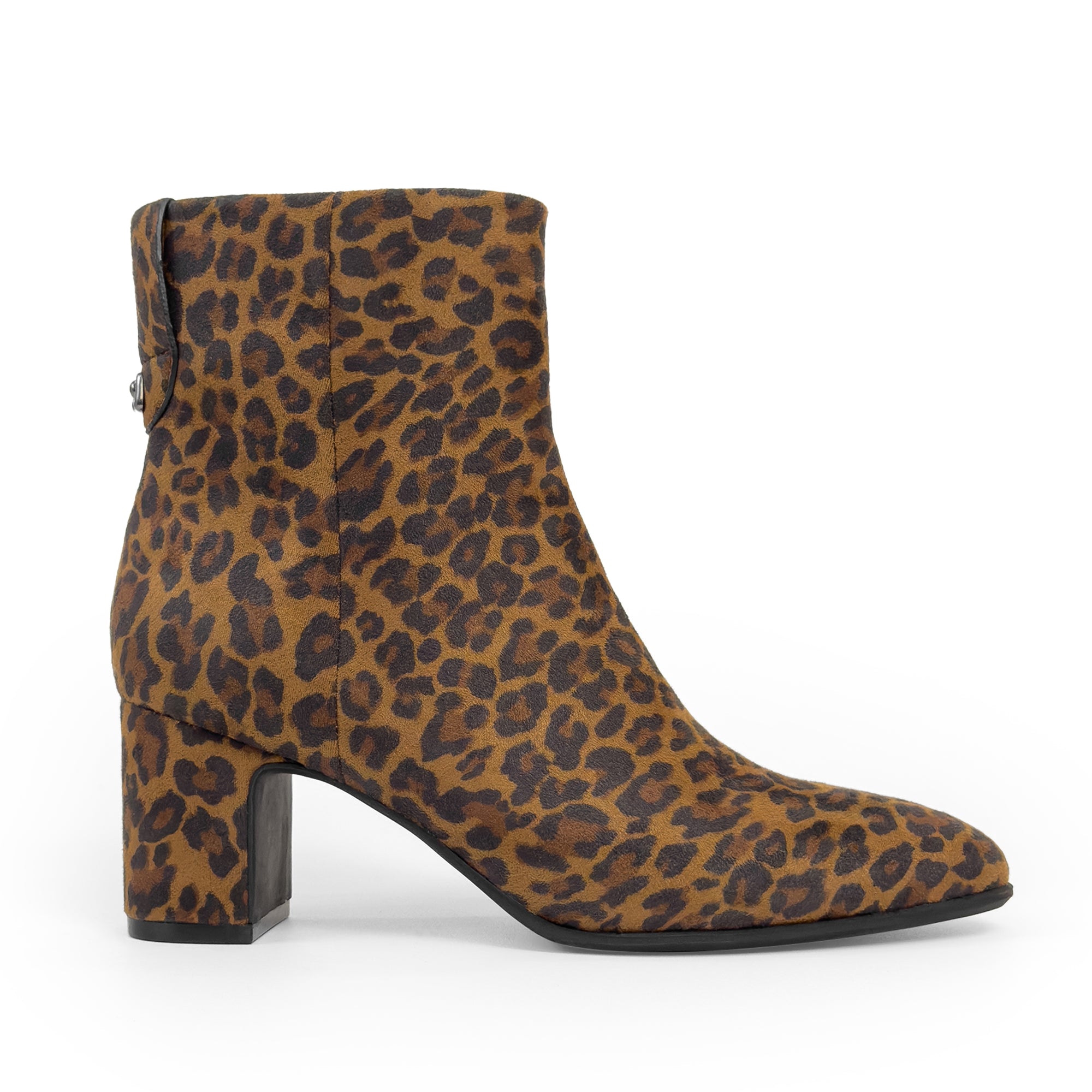 Mari Bootie Mid Block Heel | Tobacco Multi Faux Leopard Suede