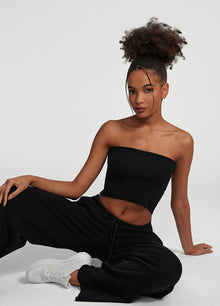 Chunky Knit Crop Top | Black