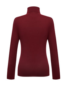 Turtleneck Knit Top | Wine Red