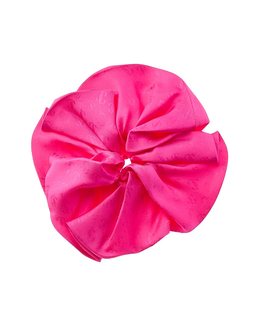 Jimmy Choo | Womens | Logo Silk Scrunchie | Hot Pink