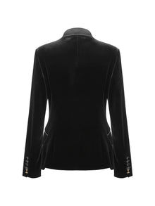 Structured Velvet Blazer | Black
