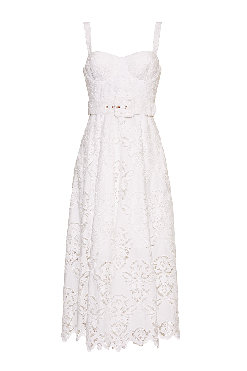 Calypso Dress | White Embroidered Eyelet