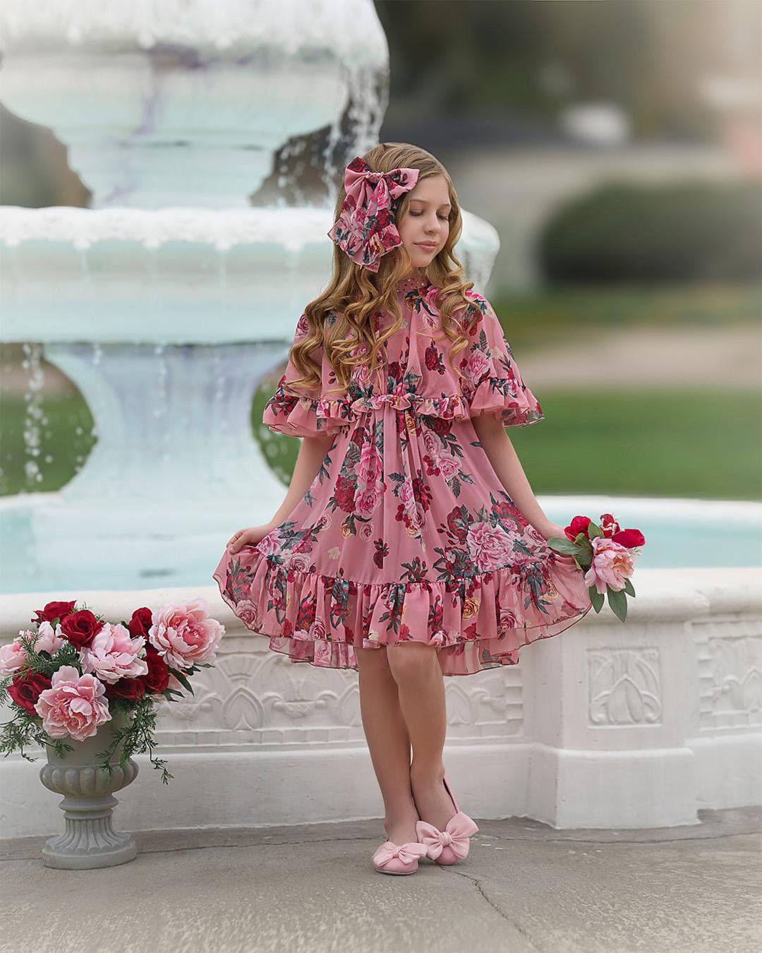 Girl | Flora Flower Print Dress | Pink