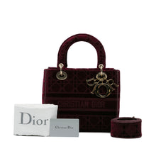 Dior | Pre-Owned Medium Velvet Cannage Lady D Lite | Red/Maroon