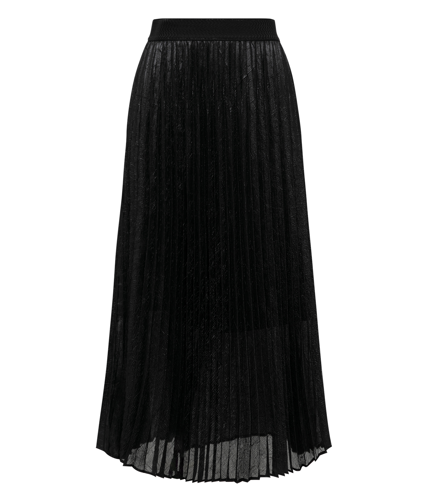 Pleated Gauze Midi Skirt | Black