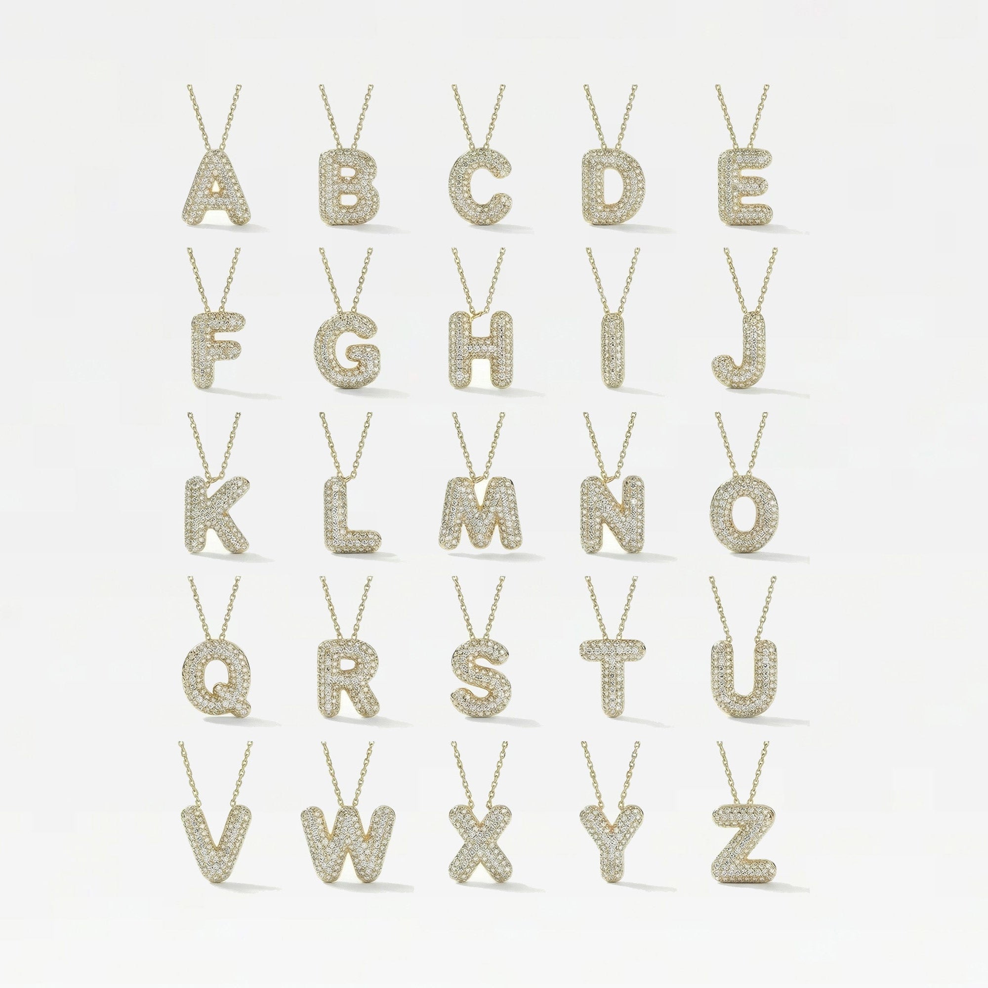 The Pave Bubble Letter Pendant Necklace | Gold Vermeil