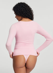 V-Neck Long Sleeve Top | Ballet Pink