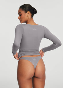 Scoop Neck Long Sleeve Top | Cool Gray
