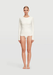 Crew Neck Long Sleeve Top | White