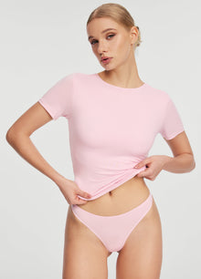 Short Sleeve Crew Neck Top | Ballet Pink