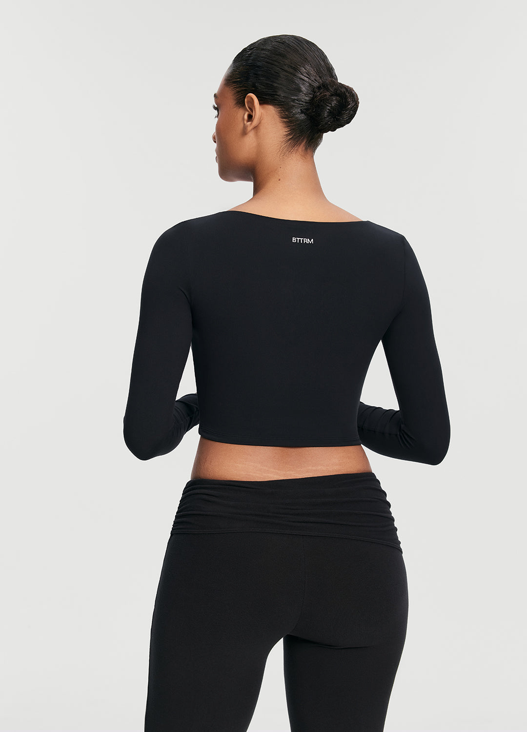 Cropped Round Neck Top | Black