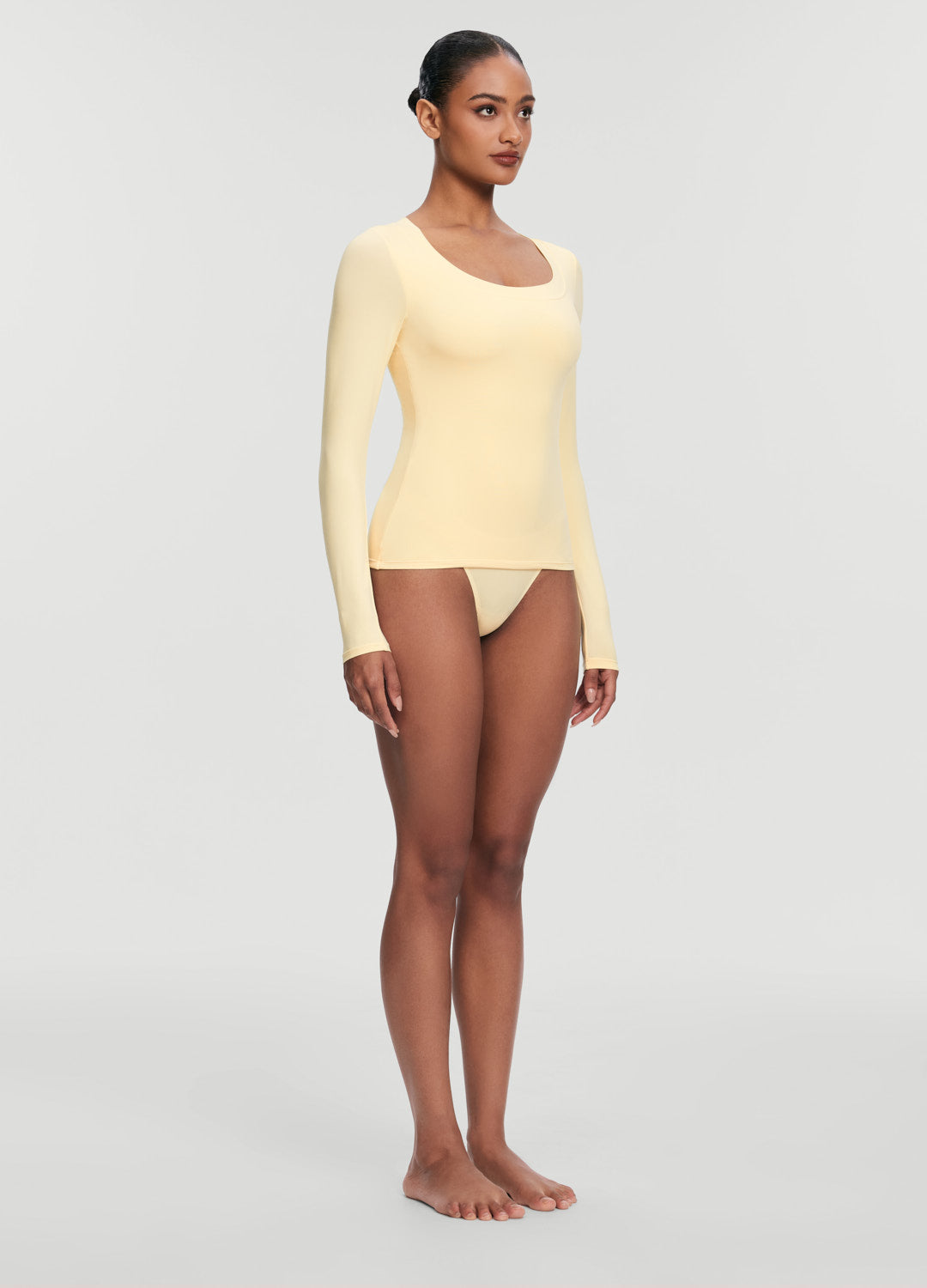 Scoop Neck Long Sleeve Top | Lemon Meringue
