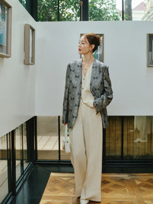 Mulberry Silk Wool Straight Pants | Beige
