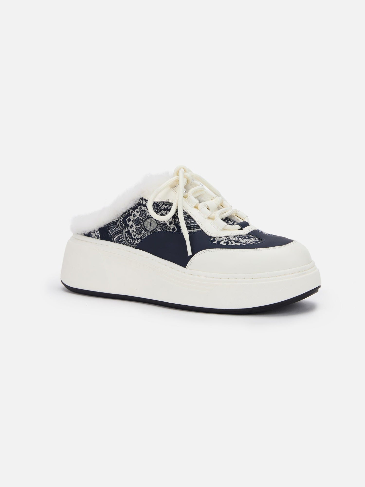 Platform Furry Slide | Navy