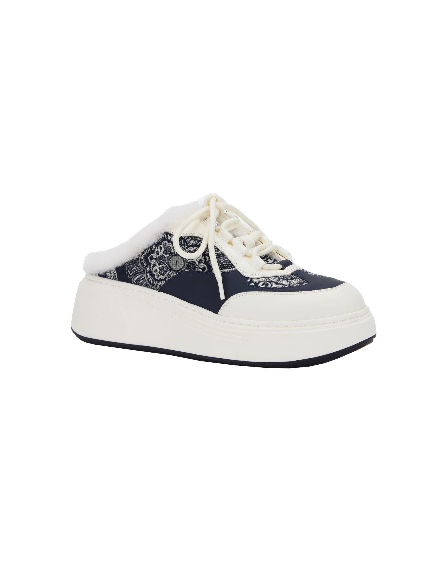 Platform Furry Slide | Navy