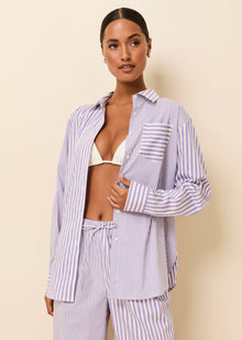Avril Button Down Ultra Violet Stripe - Solid & Striped