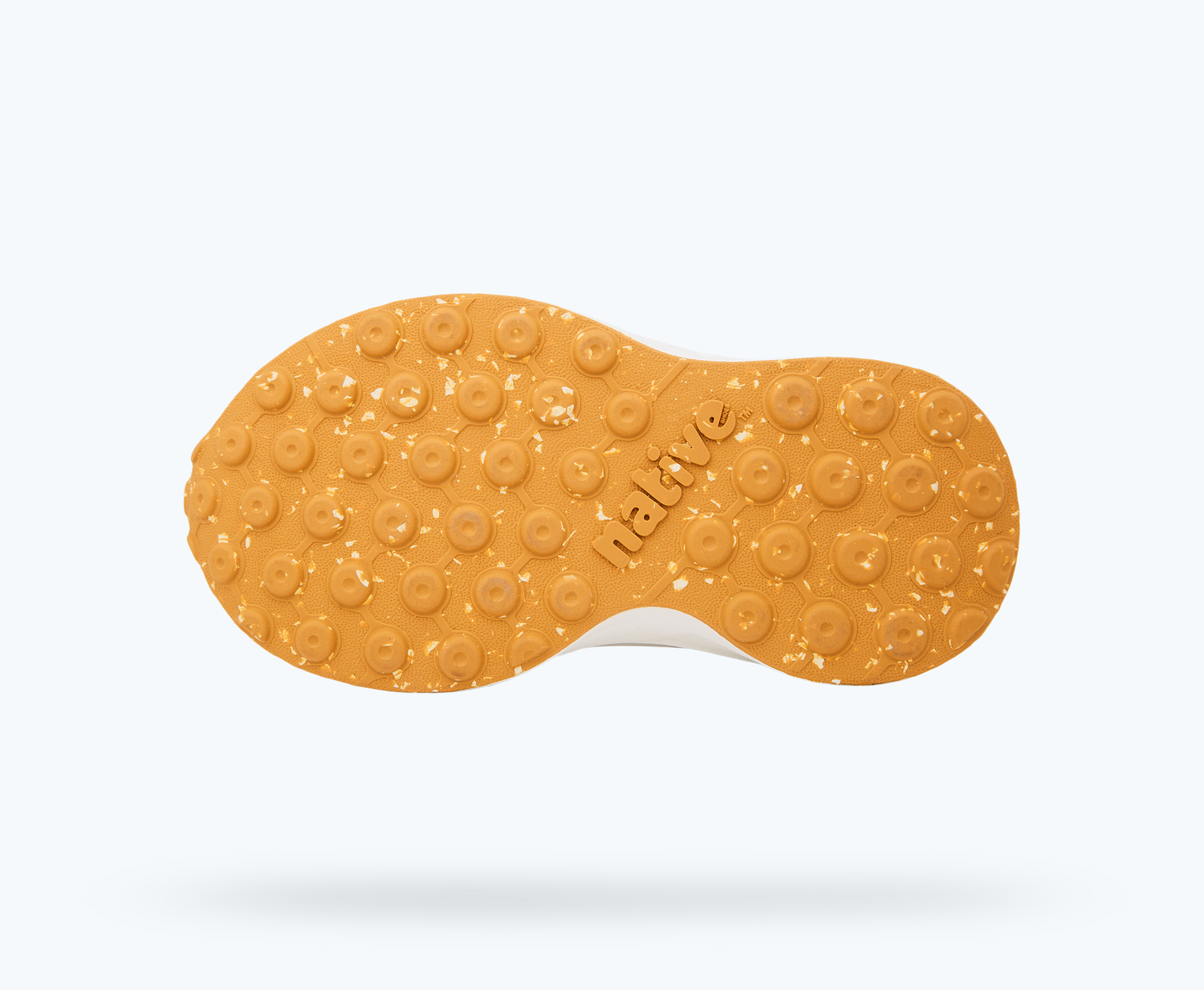 Bottom view of a Native Shoes Kids Robbie Kids | Hollywood Pink/ Shell White/ Mash Speckle Rubber Footwear