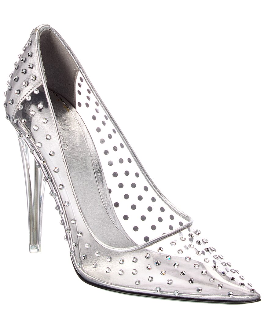 Valentino | Womens | Rockstud 110 Vinyl & Leather Pump | Silver
