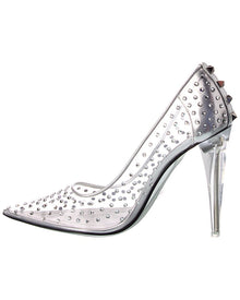 Valentino | Womens | Rockstud 110 Vinyl & Leather Pump | Silver